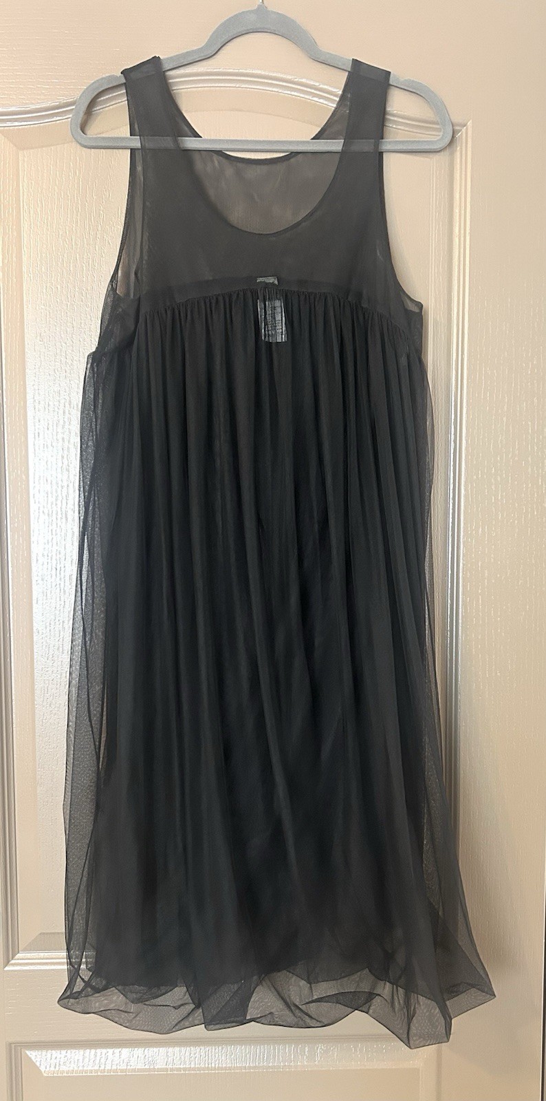Lilith Paris Black Sheer Tulle Bubble Hem Midi Dress France Avant Garde L