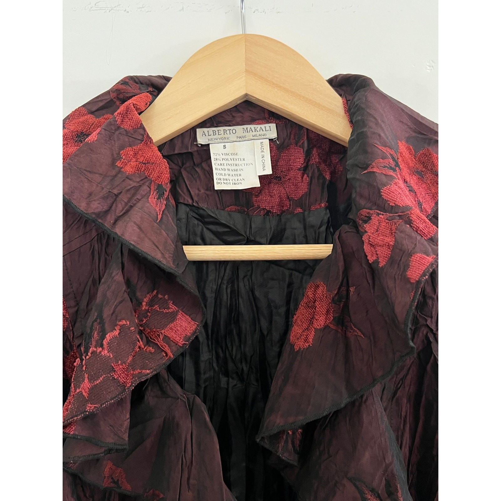 Alberto Makali Crushed Velvet Burnout Floral Mini Dress Small Whimsygoth Artsy
