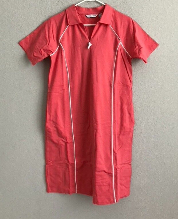Sport Savvy French Terry Polo Collar Half-Zip Dress – Coral (Sz S) a487112 –