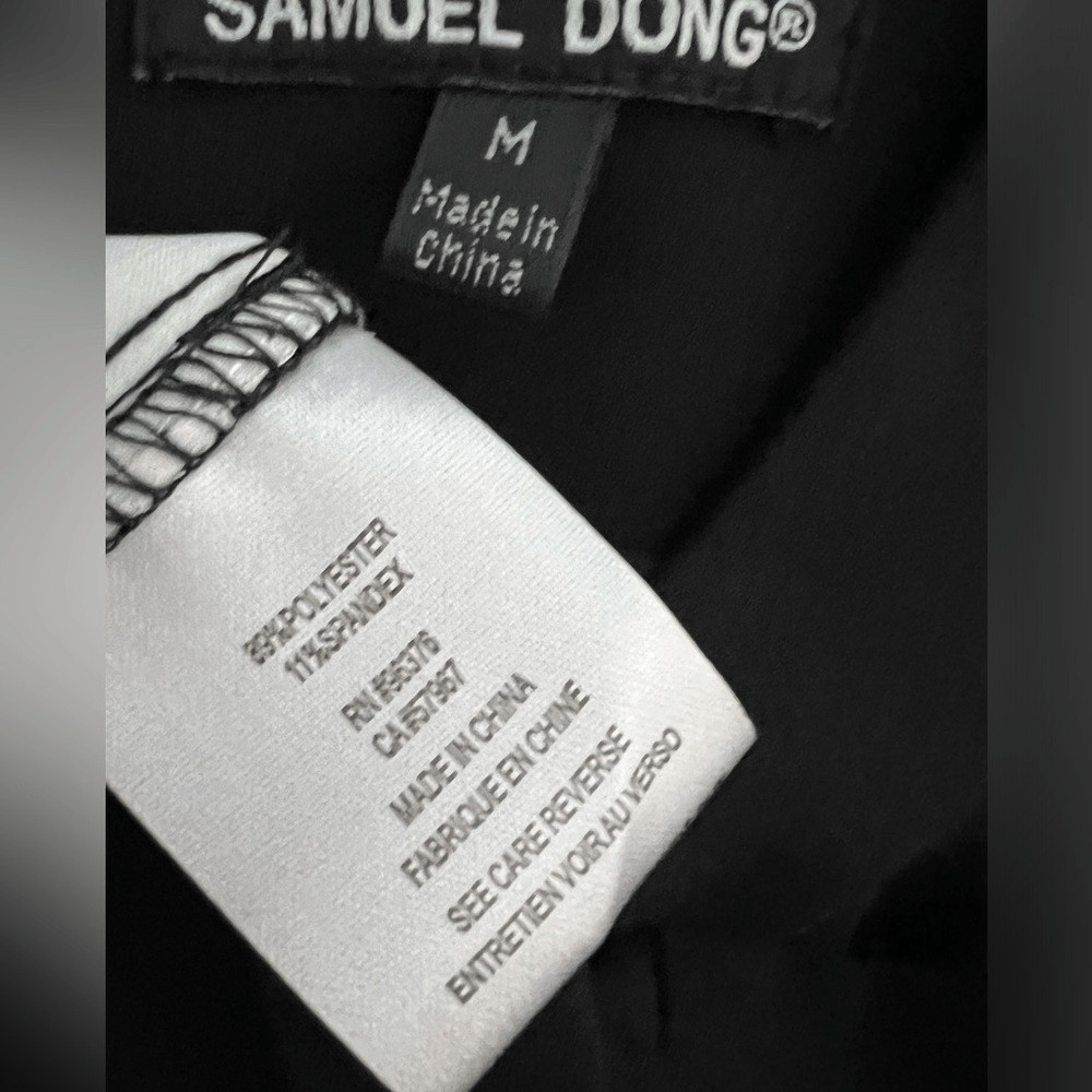 Samuel Dong dress M black white multi sleeveless knee length office business