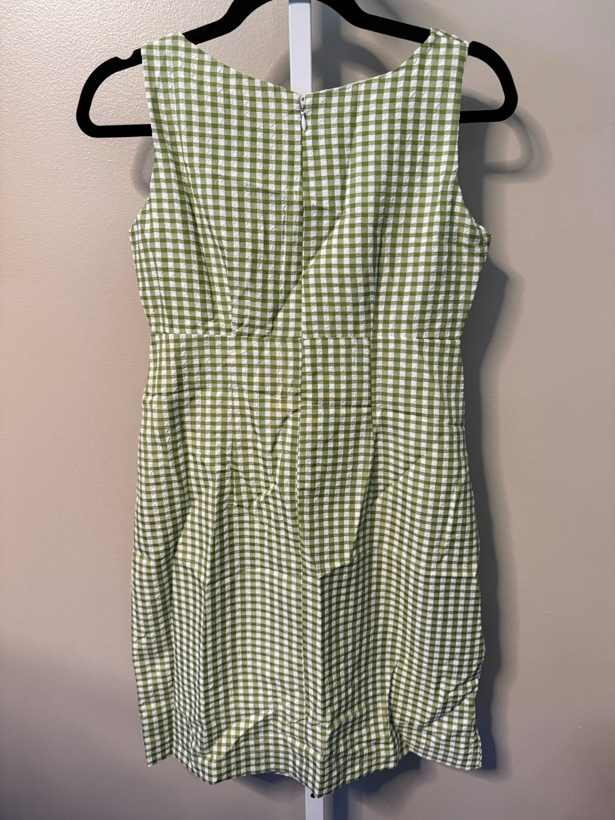 Kim Rogers Gingham Sheath Dress 4P Green White Coquette Cottagecore Preppy Mod