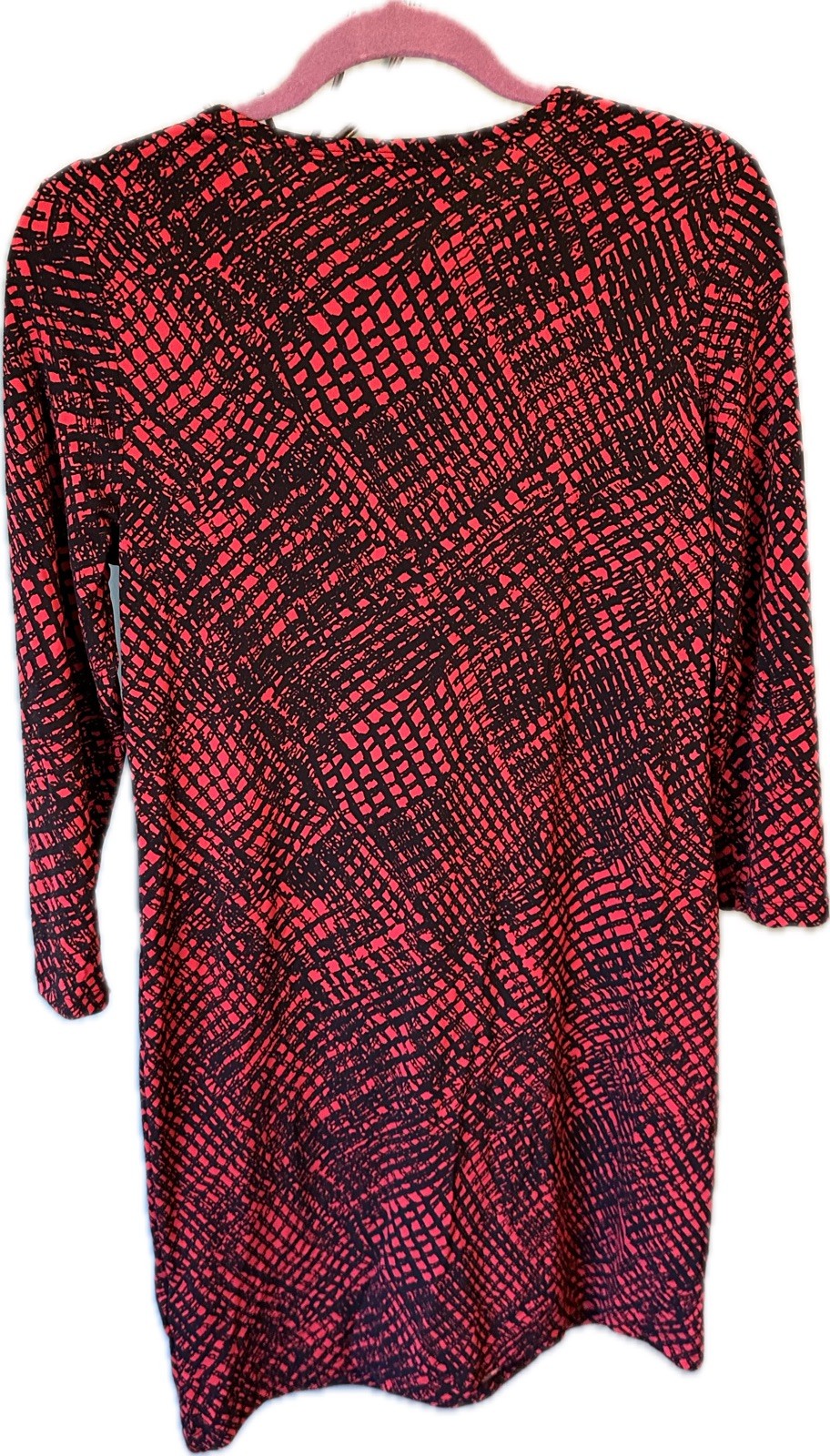MICHAEL KORS RED PLAID GRID PRINT SLINKY LOGO ZIPPER SHOULDER SHIFT DRESS SZ S