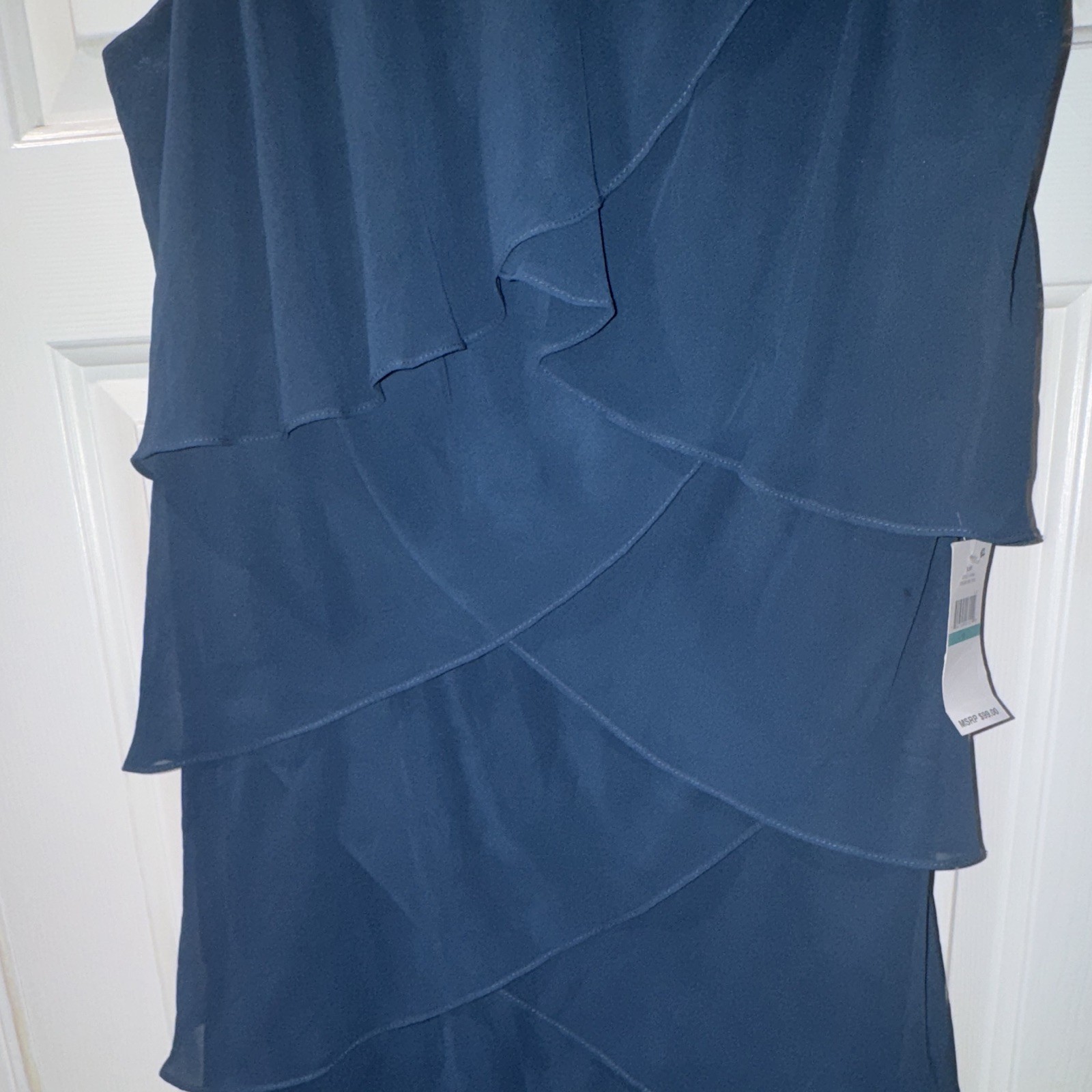SLNY Layered Beaded Strap Scoop Neck Sleeveless Knee Chiffon Dress 16