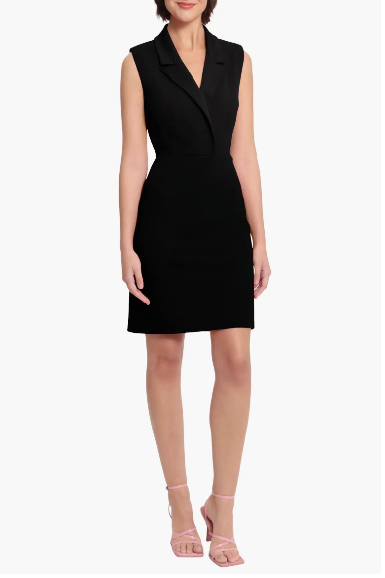 NWOT Donna Morgan Tuxedo Sleeveless Sheath Dress Black Sz 4 Career Work