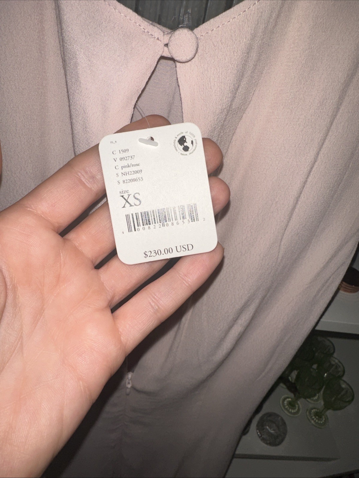 Free People NWT Light Rose Pink Long Dress With Slit And Button Details