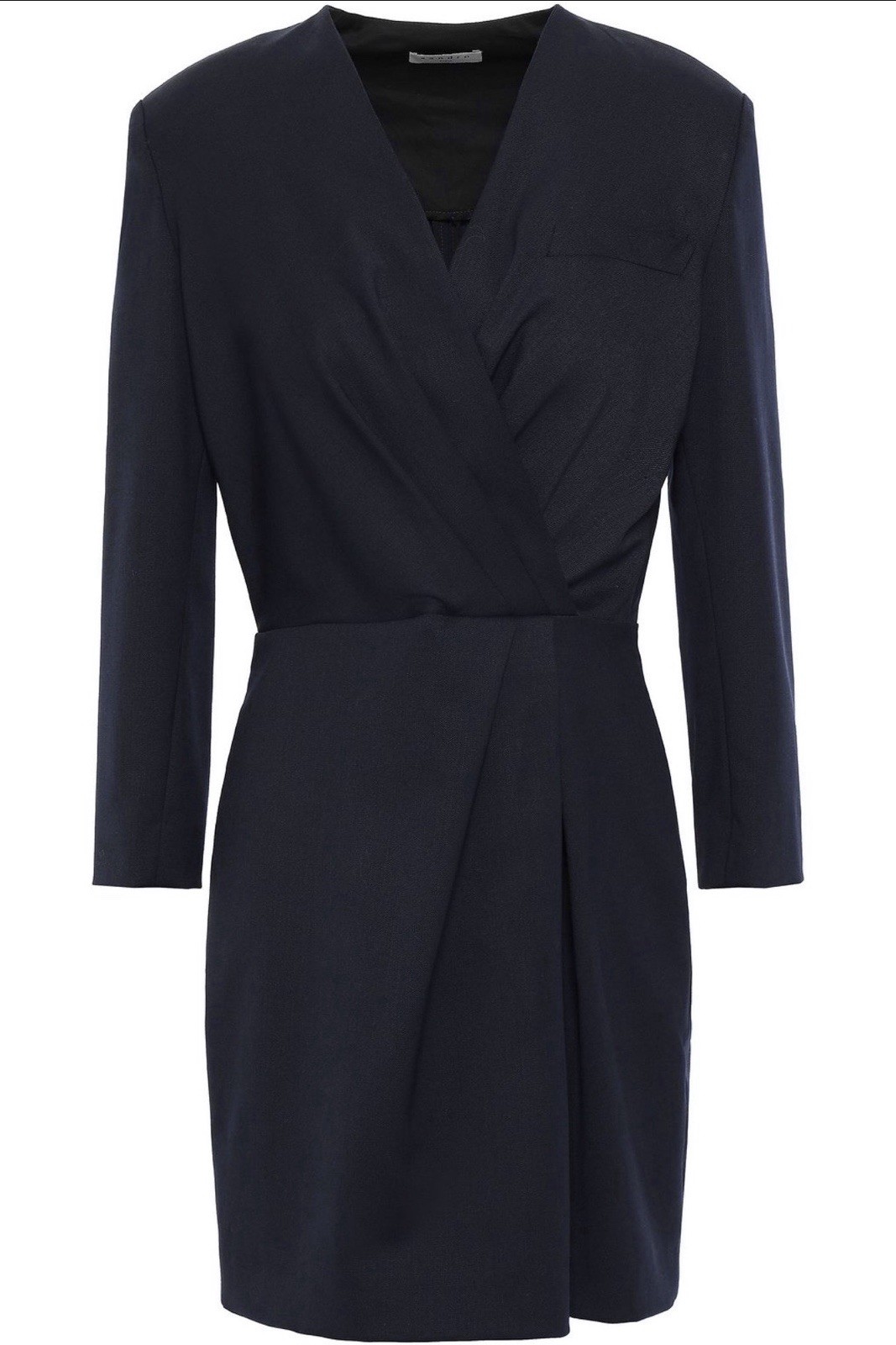 SANDRO Women’s Grattinara Wrap-Effect Twill Dress In Midnight Blue Sz 36 (4)