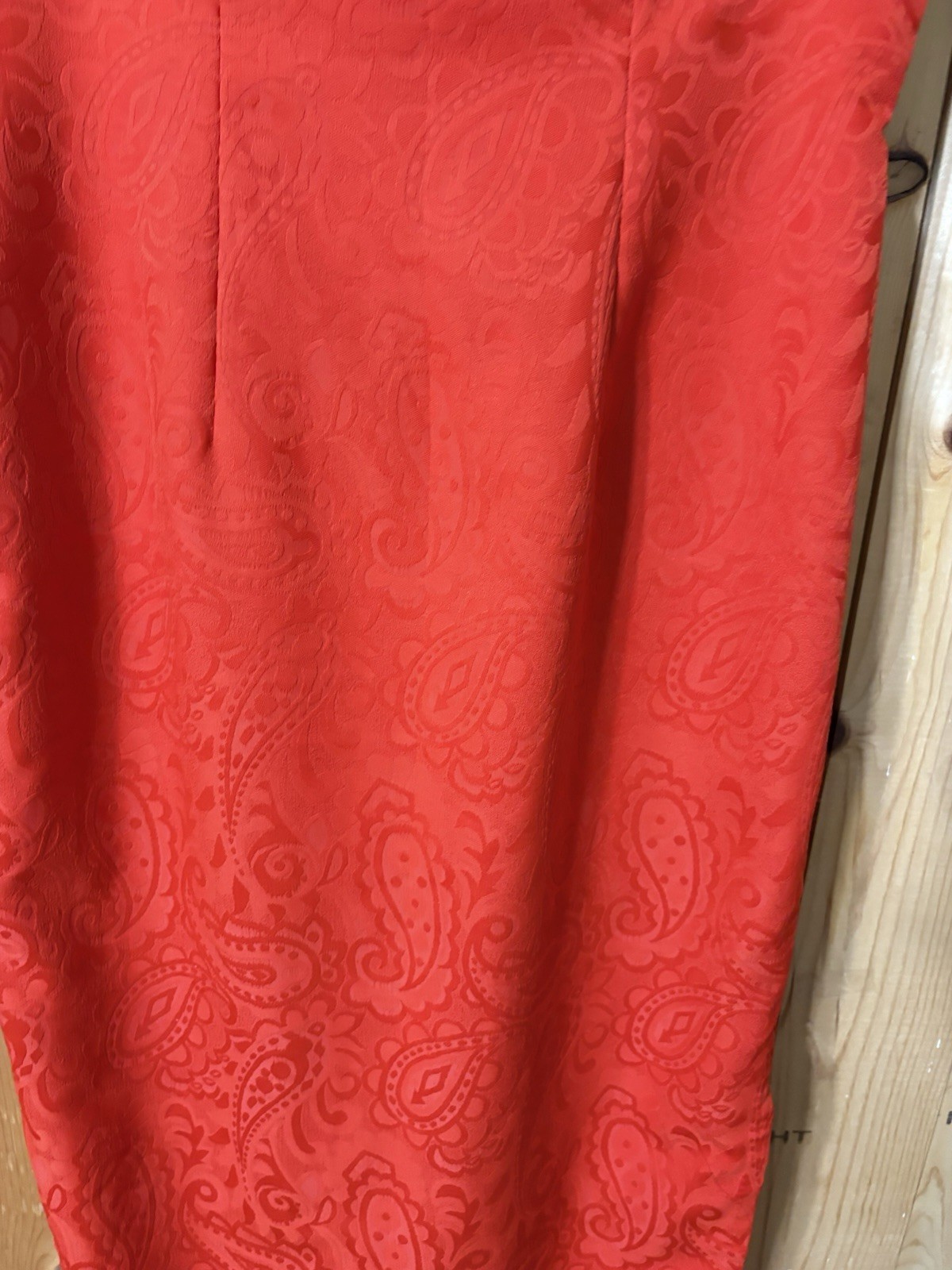 VTG Red Paisley Print Chinese Qipao Dress Cheongsam Maxi 70s Women’s S