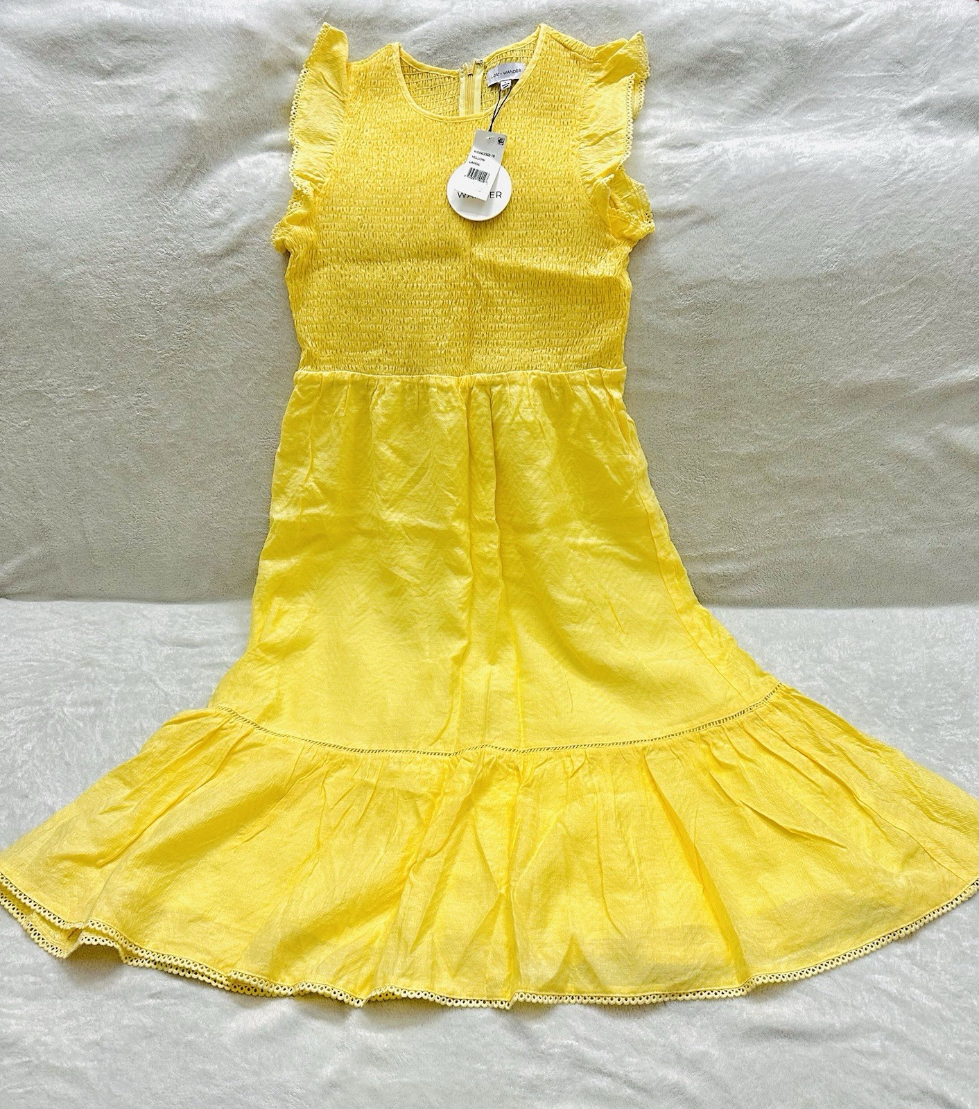 Lost + Wander Yellow Midi Dress Size L New Very Cute