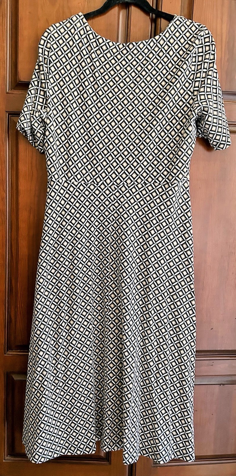 Croft & Barrow Cotton Blend Pullover Midi Dress~Brown/Black/White~Medium~VGUC