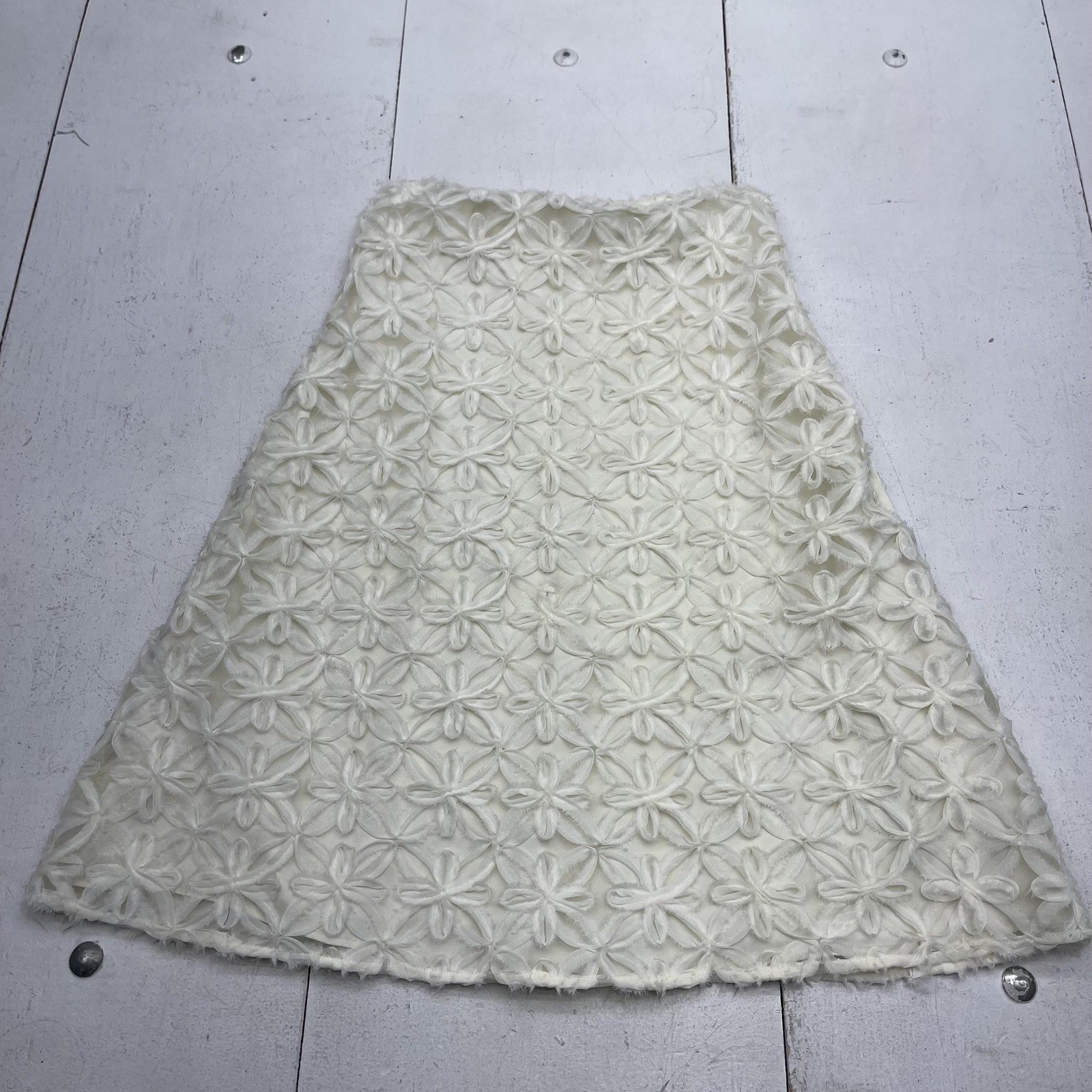 WEWOREWHAT Dress Womens 00 White Lace Floral A-Line Mini Lined Pockets Overlay