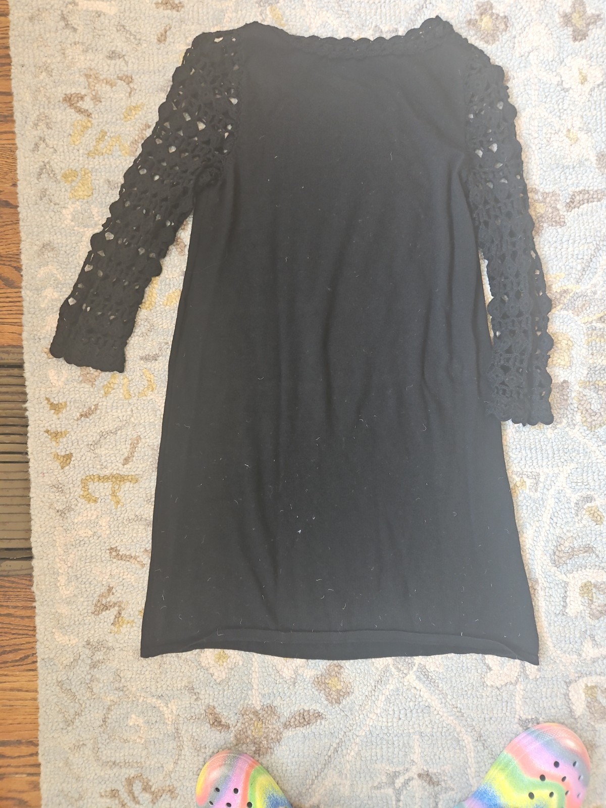 Lilly Pulitzer Kariana Dress Black Crochet Merino Wool Size Large