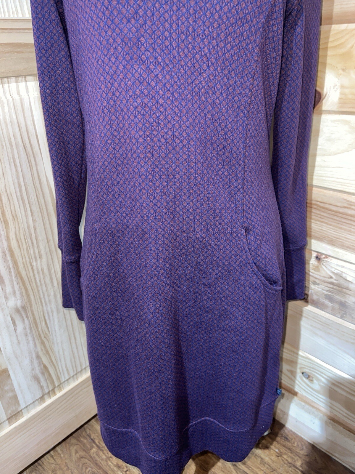 MERRELL Indira Maroon Dress Cowl Neck Double Knit Ponte Long Sleeve Print Small