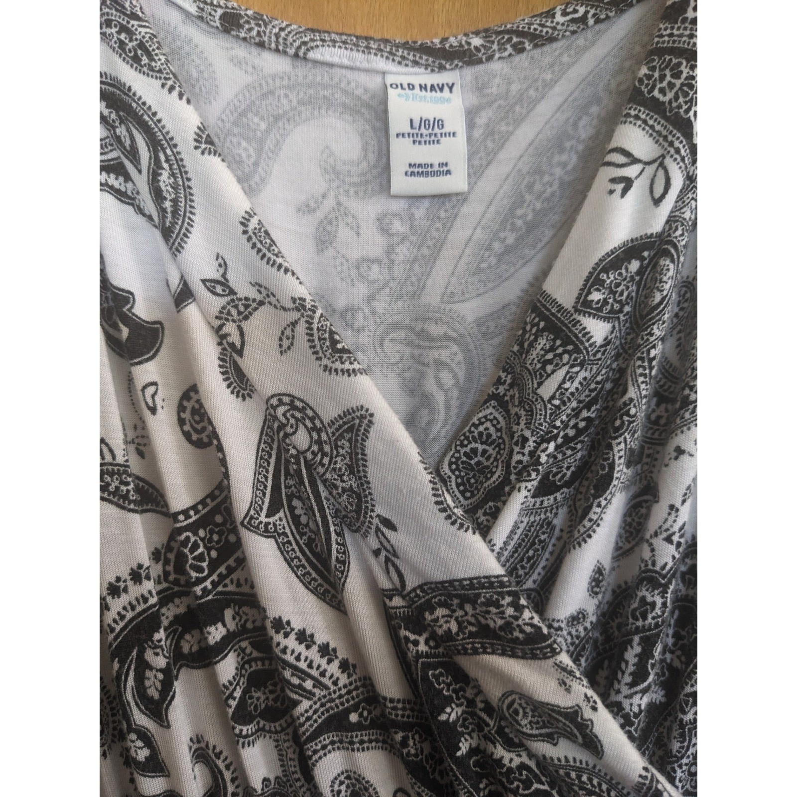 Old Navy Womens Black White Paisley Sleeveless Wrap Maxi Dress Large Petite