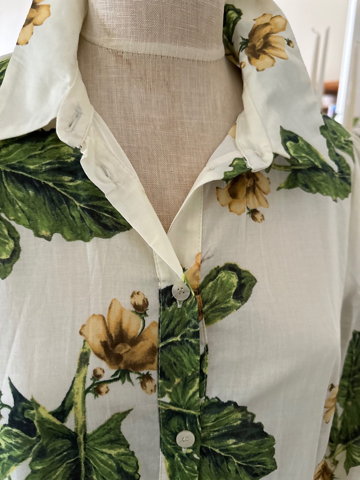 Zara Floral Cotton Button-Up Maxi Dress Size L