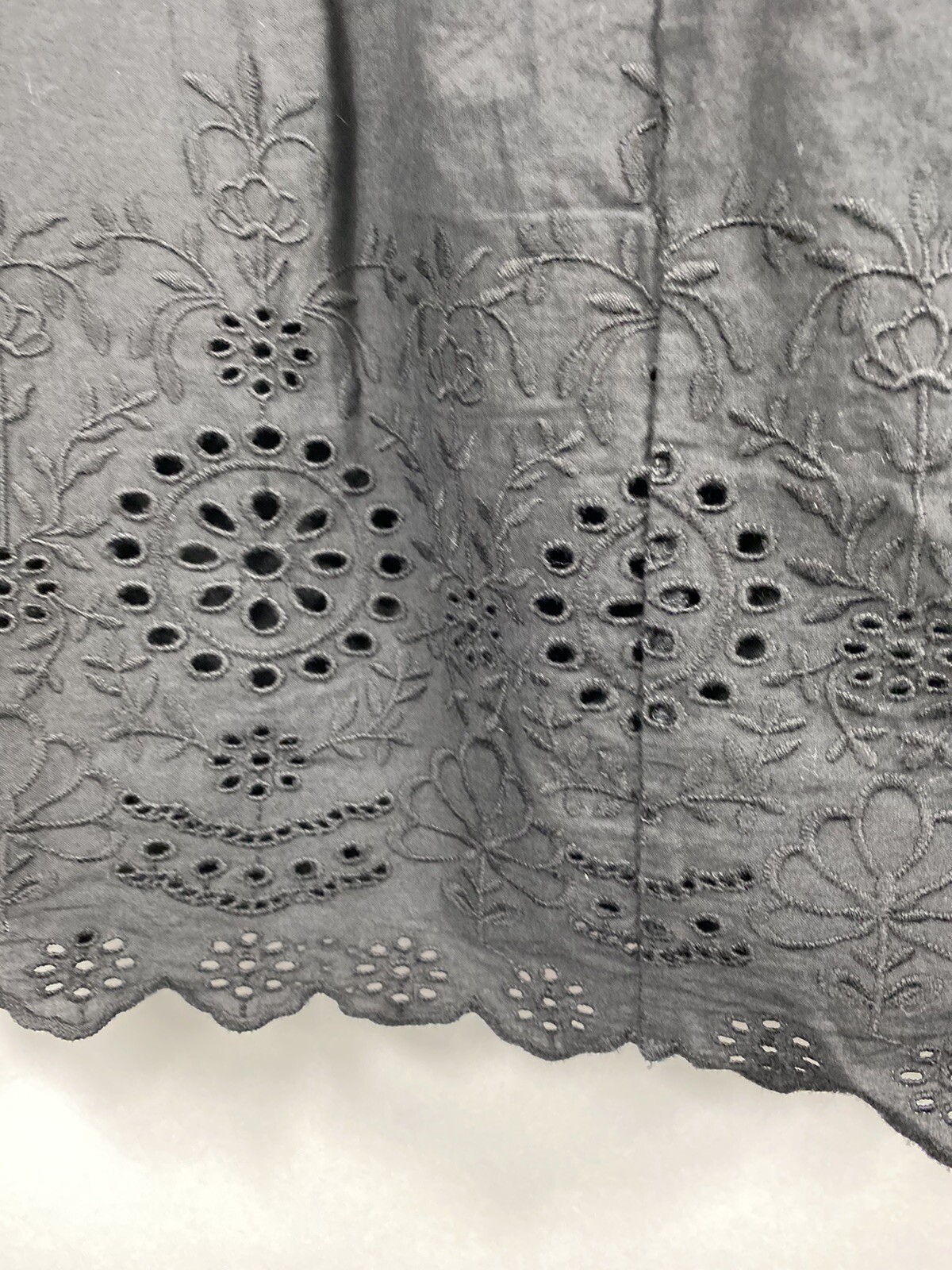 DEFECT Zara Embroidered Perforation Dress Black XS Boho Cottagecore Whimsigoth