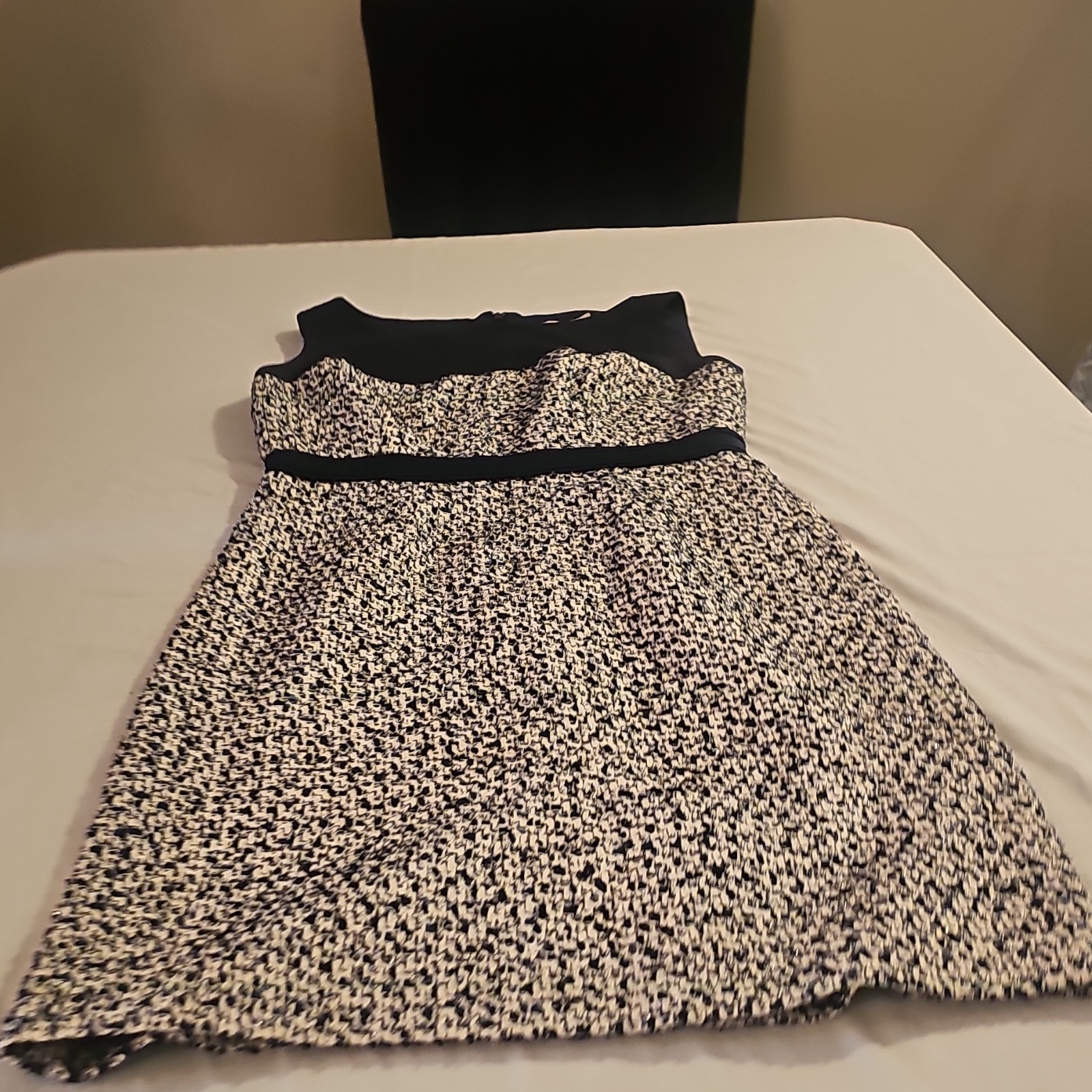 Calvin Klein Black White Houndstooth Fit & Flare Knee Dress Sleeveless 6