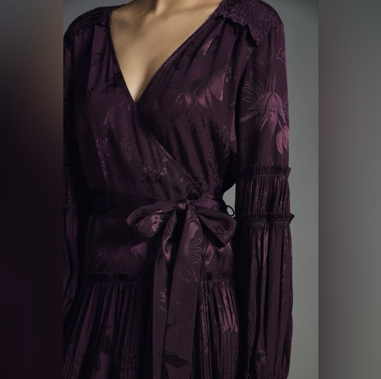 Anthropologie Current Air Long Sleeve Wrap Midi Dress Size M