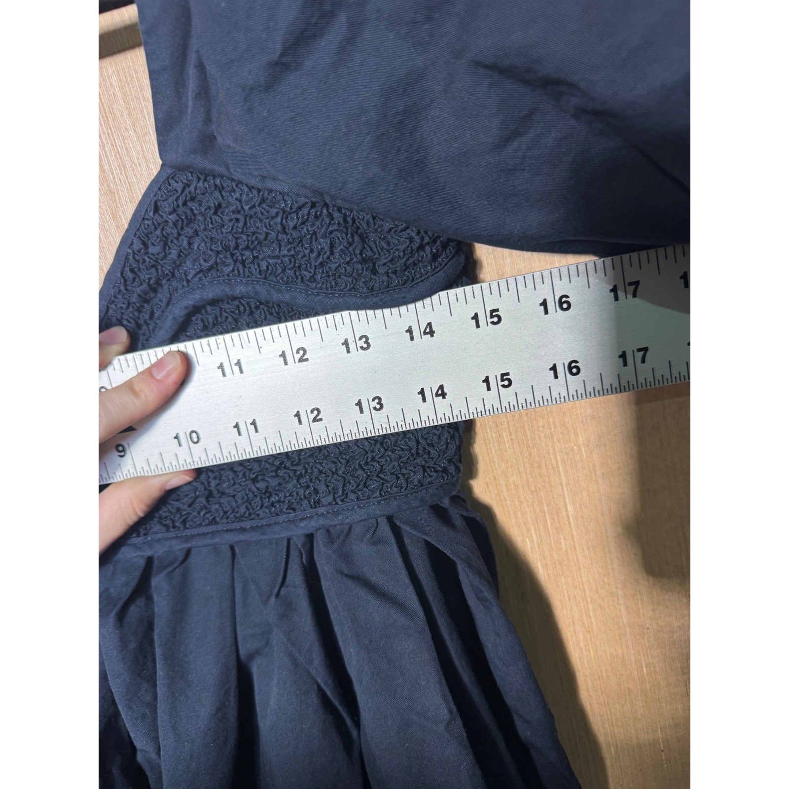 Sofie the label Navy Blue Cotton Puff Sleeve Smocked Mini Dress Womens Medium