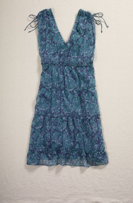 American Eagle AE Women’s V-Neck Printed Chiffon Sundress Dress – Blue – Size 0