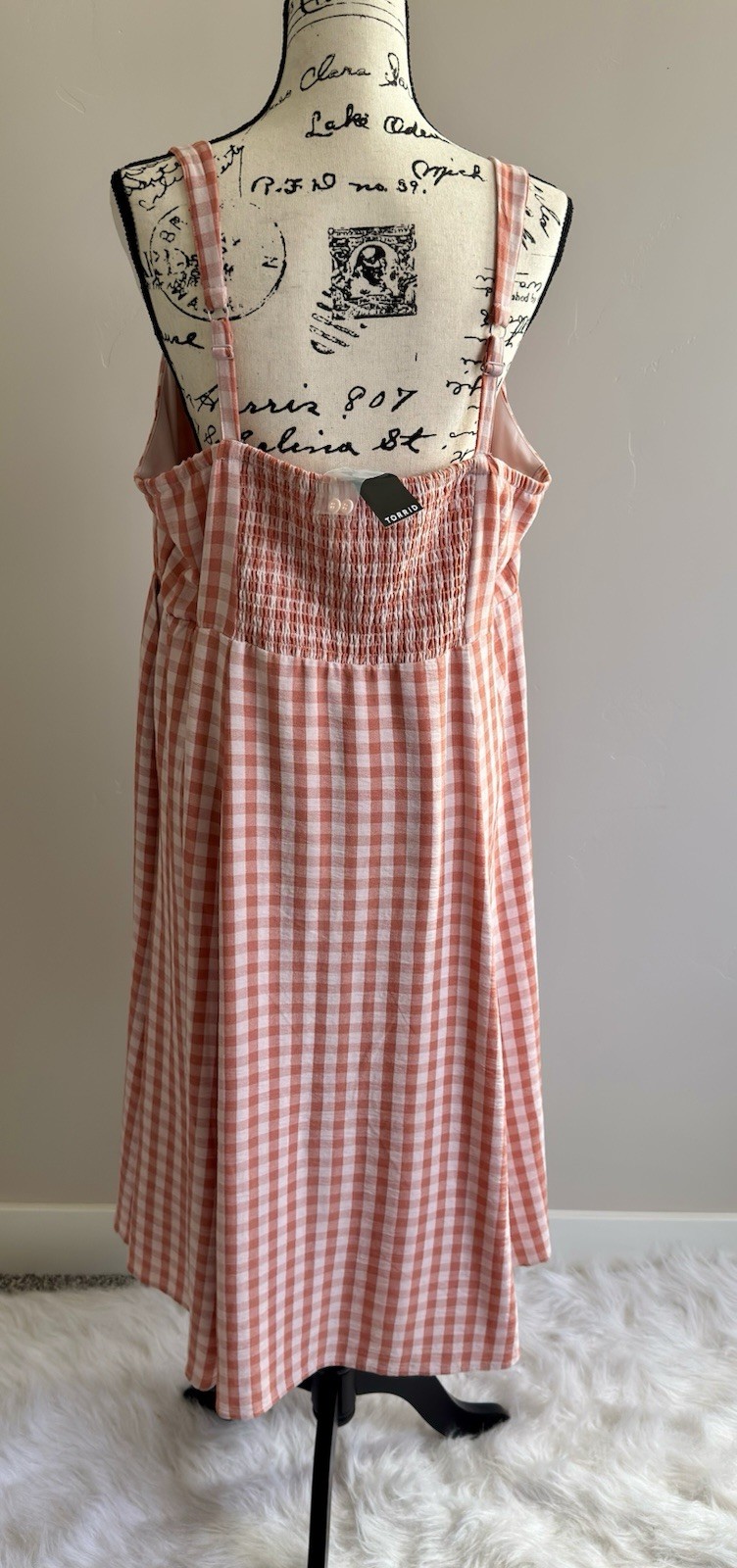 Torrid Midi Button Front Dress Orange White Size 1X NWT