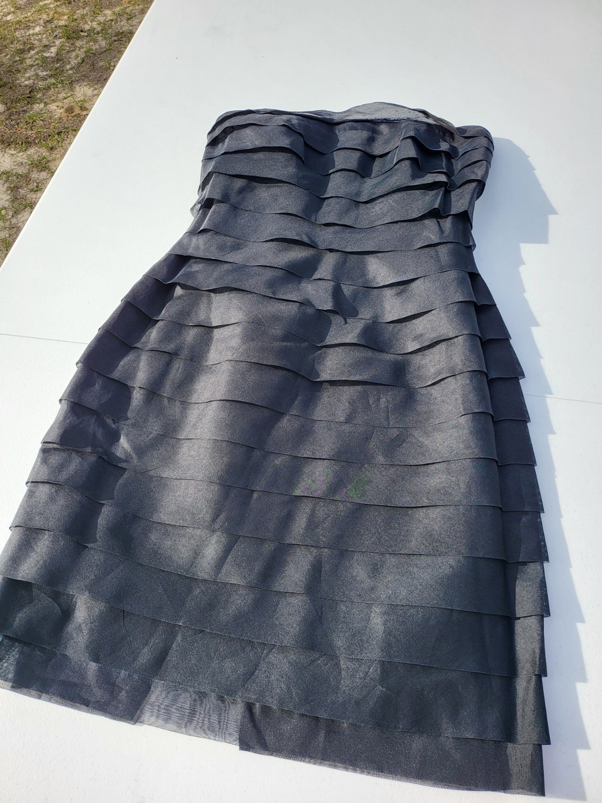 Marc Valvo Carmen Ruffeled Tiered 100% Pure Silk Shell Cocktail/Evening Grown 6