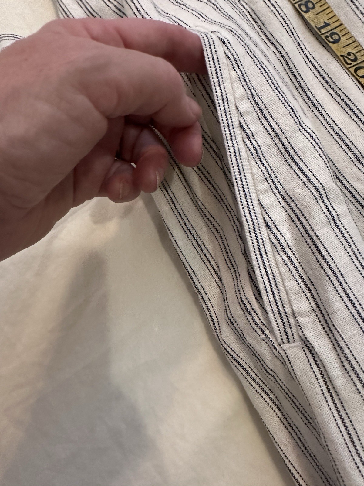Banana Republic White Blue Striped Linen Blend Belted Shirt Maxi Dress S/M