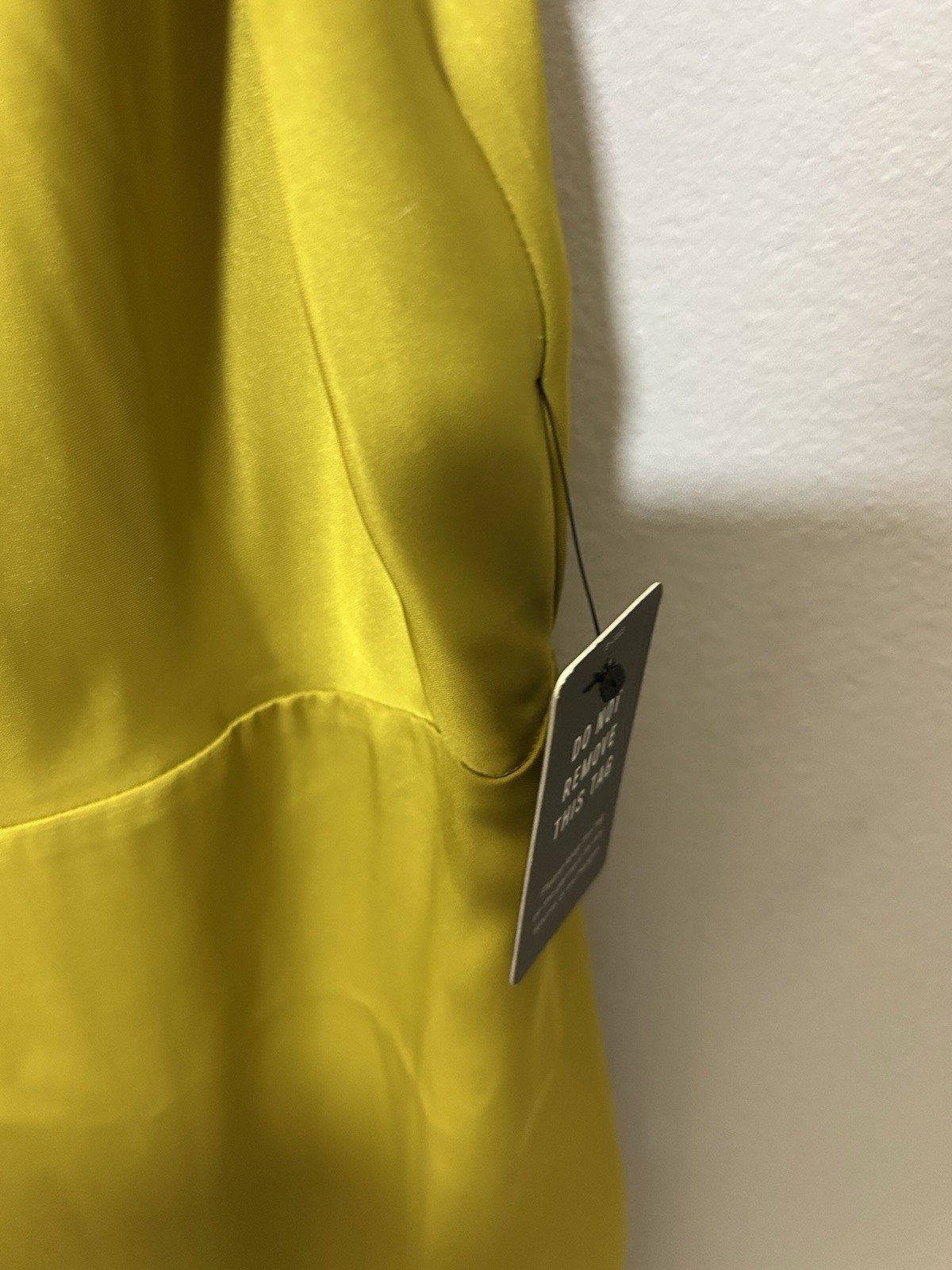 Express Chartreuse Satin One-Shoulder Asymmetrical Midi Dress – Size L