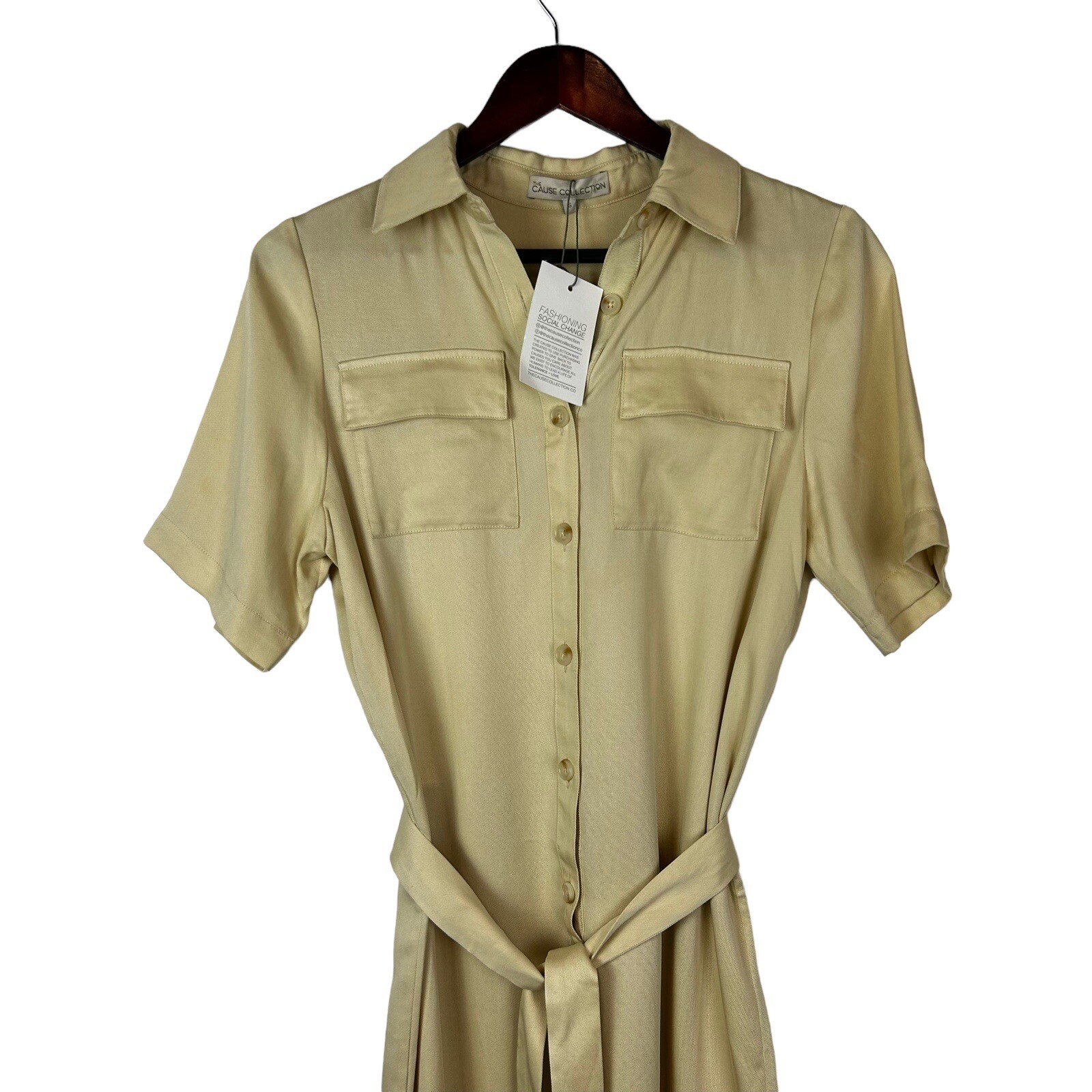 THE CAUSE COLLECTION Dress size small Beige Classic Shirt Midi Belted utility