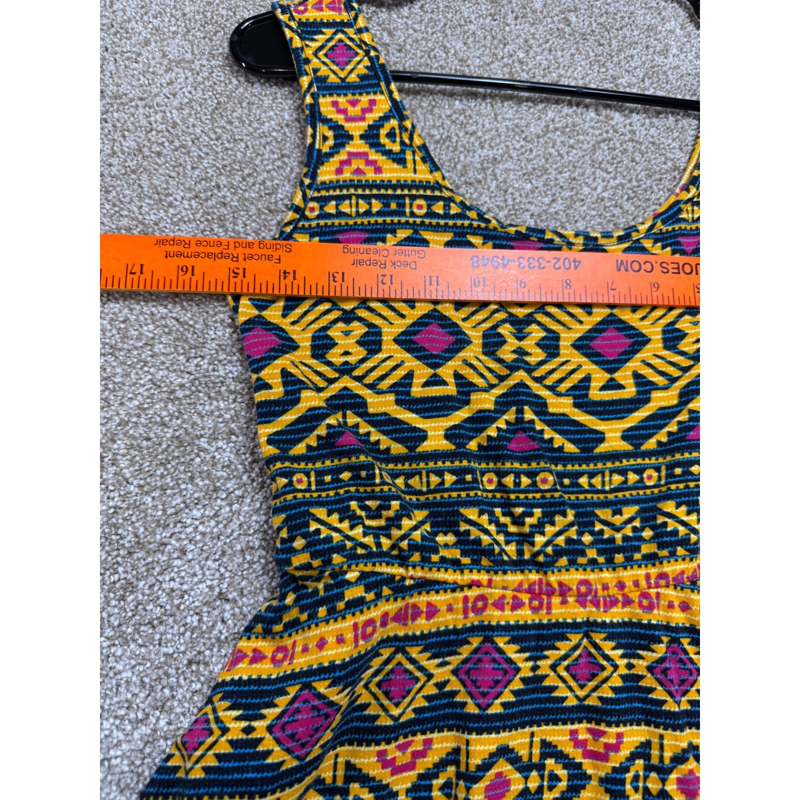 Xhilaration Yellow Geometric Tribal Print Skater Tank Top Cutout Back Medium M