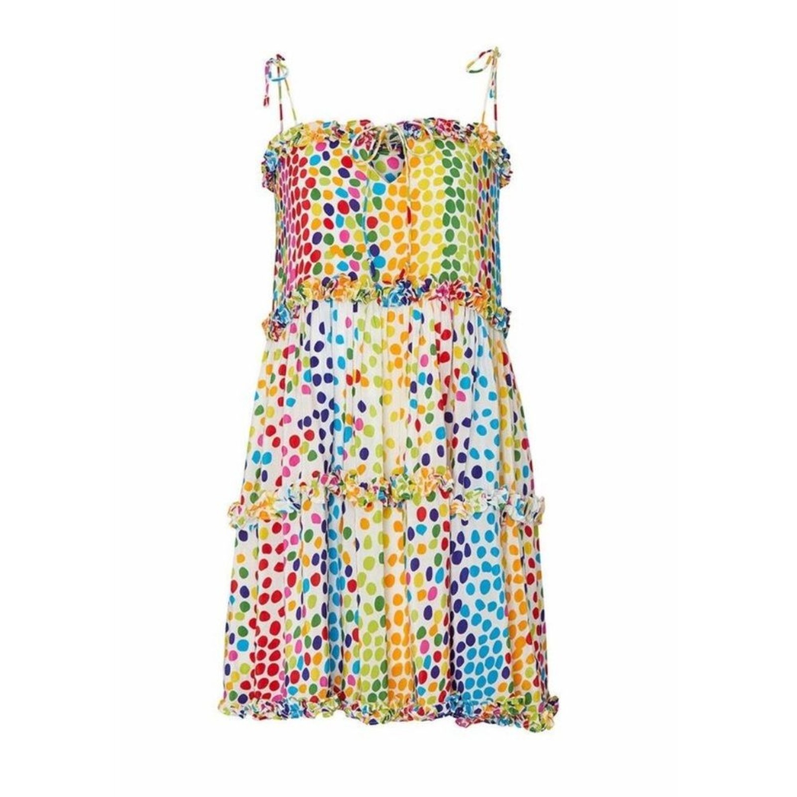All Things Mochi Blessica Multicolor Bohemian Polka Dotted Mini Rainbow Dress