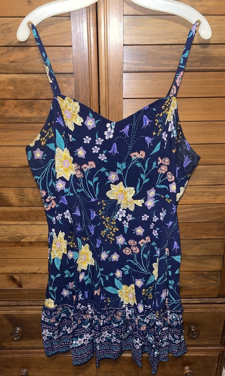 💙💛Old Navy Women’s XL Tall Blue Yellow Floral Sleeveless Dress💛💙