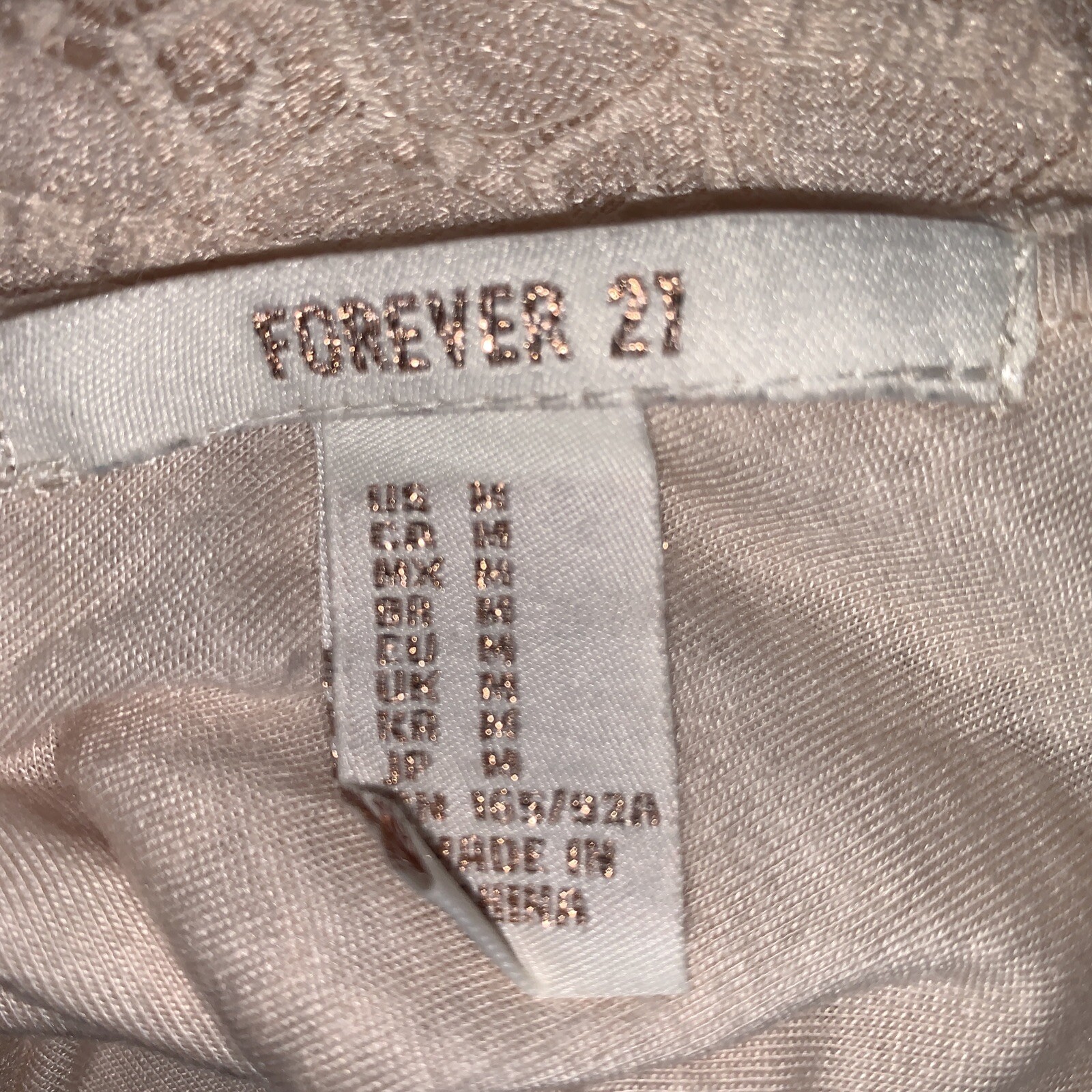 Forever 21 Juniors Nude Solid Lace Lined Overlay Sleeveless Dress Size Medium