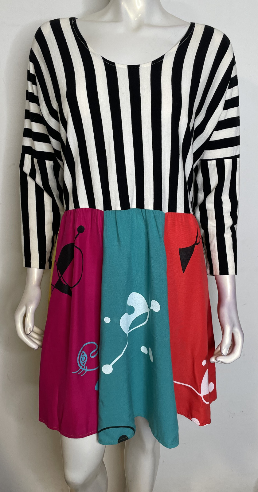 Staley Gretzinger Striped Atomic MCM Lagenlook Skater Dress OS S M L XL
