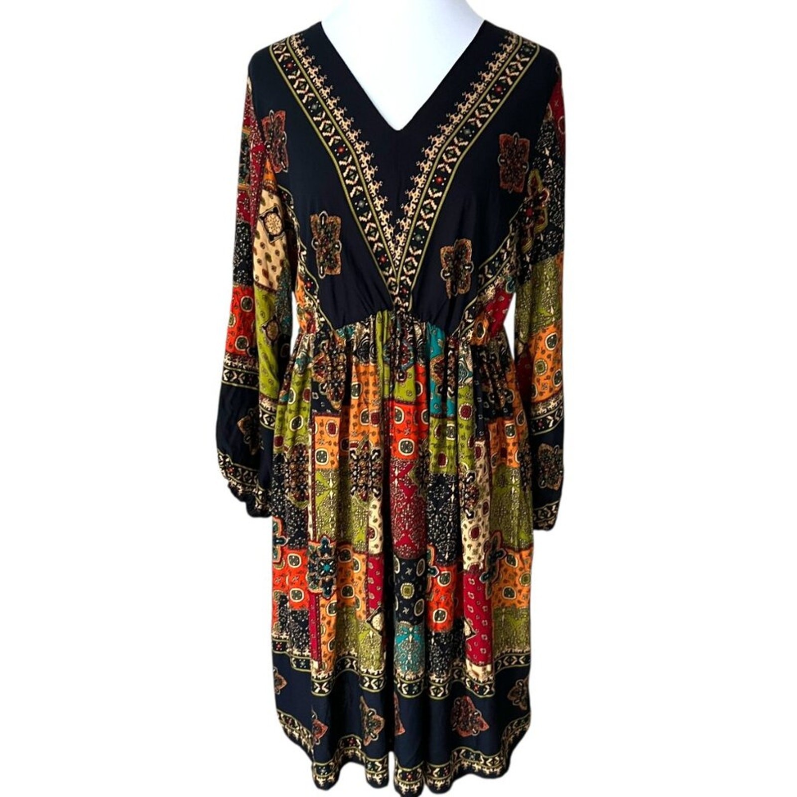 Boho Dress XL Summer Patchwork Fall 0X Dress Vintage Style Bohemian 14 Dress XXL