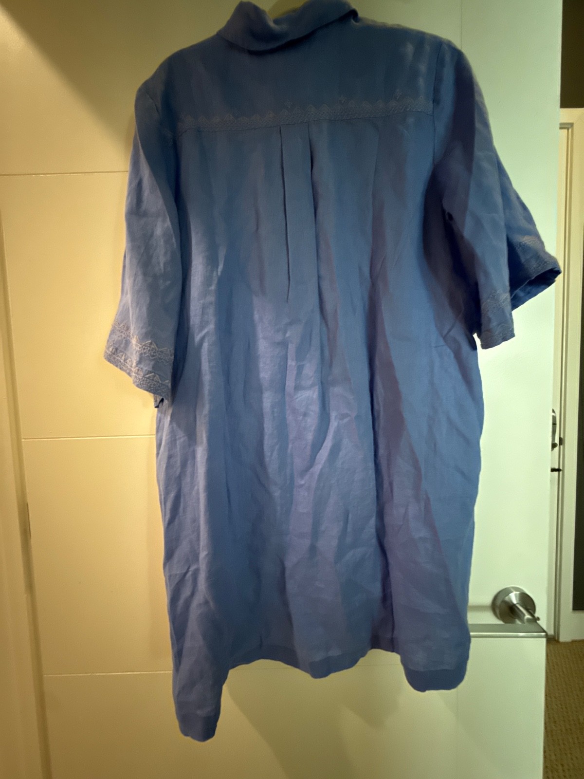 Johnny Was BNWT Kimono Sleeve Embroidered Linen Shirt Dress 💖Baja Blue M $225