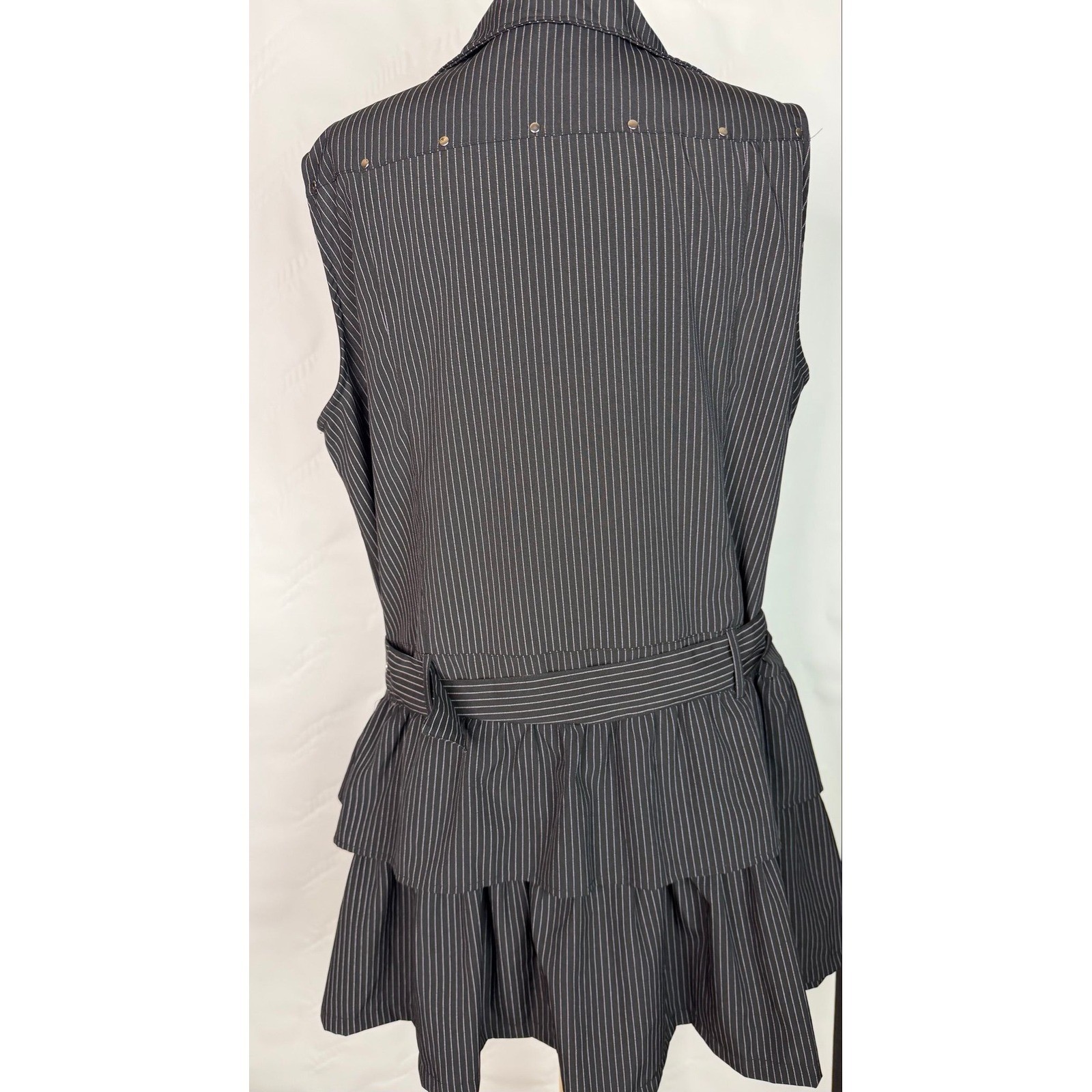 ACDC Rag Black Pin Stripe Layered Dress With Zippers