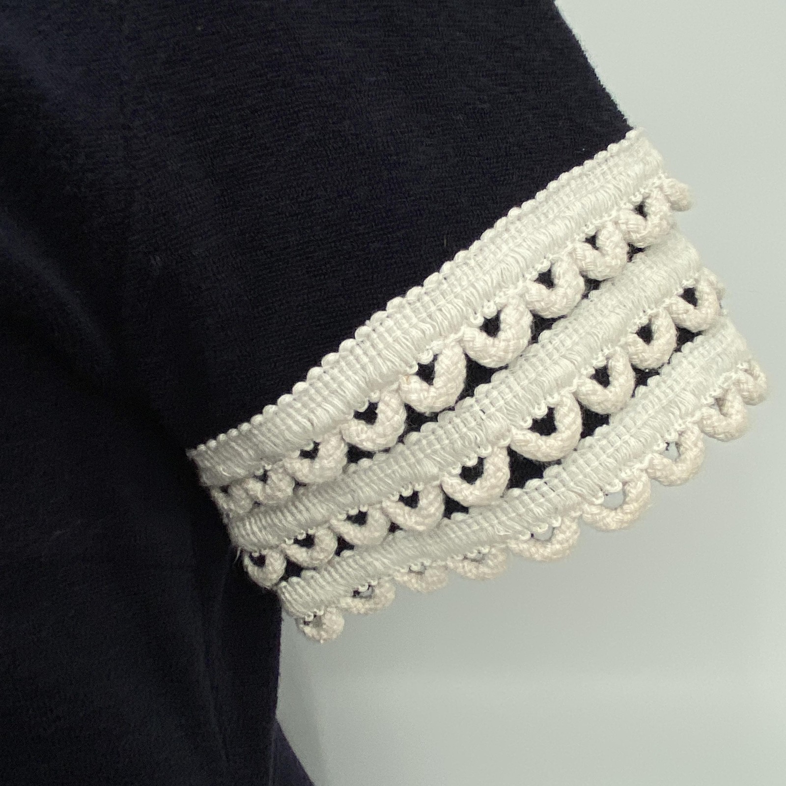Tory Burch Dress Womens Small Navy Cream Crochet Trim Cover Up Cruise Resort