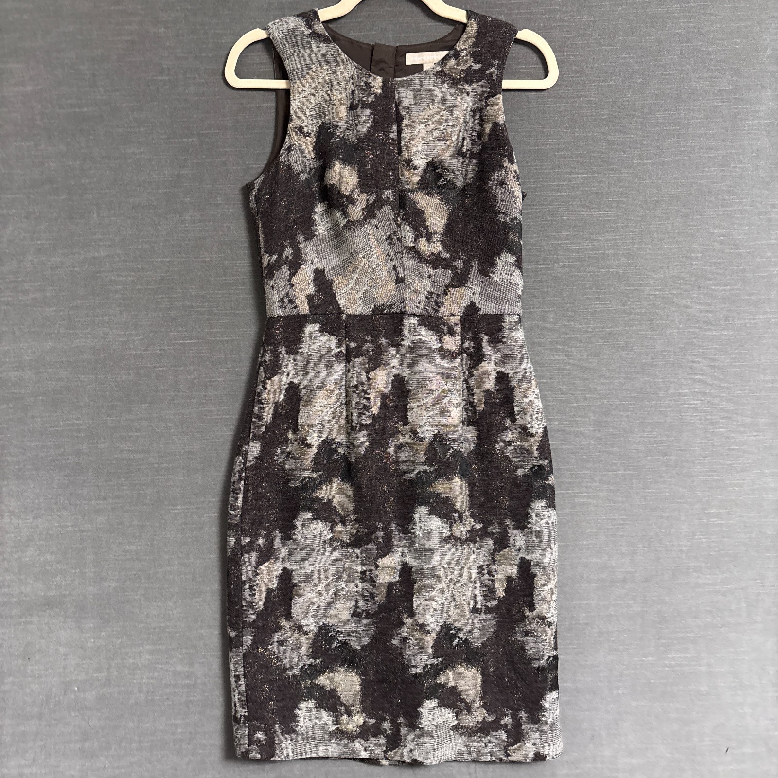 Banana Republic Dress 2 Brown Gold Metallic Wool Sheath Cocktail Career Office