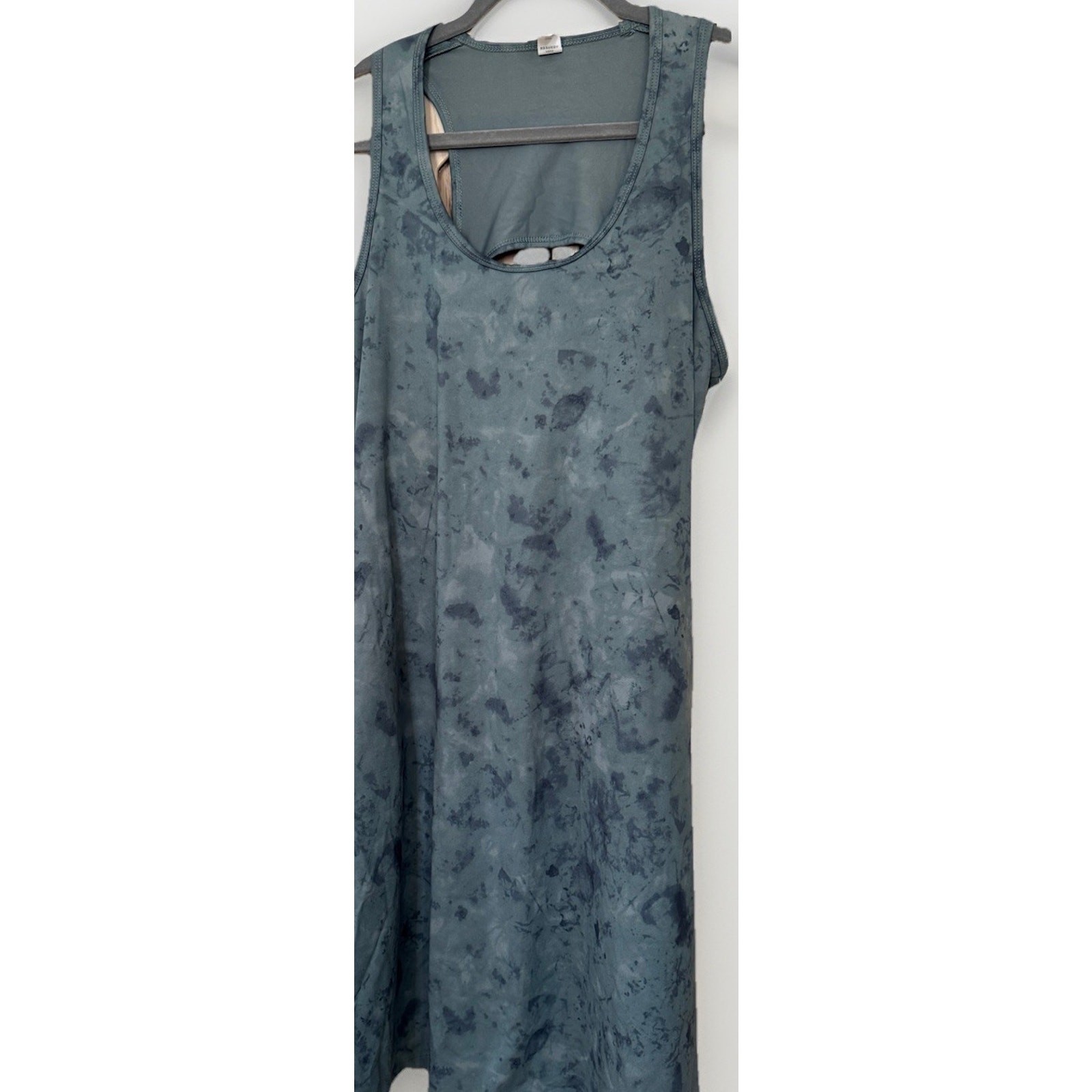 Marika Margot Gray Tie Dye Active V Neck Stretch Deep Pockets Dress XL