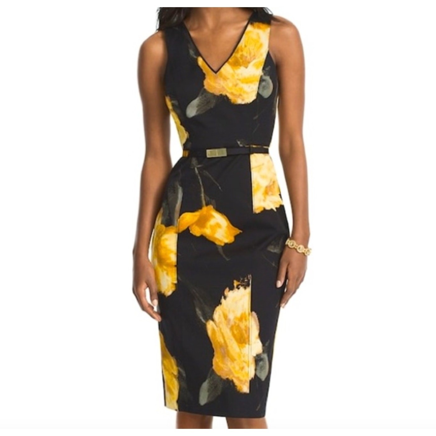 WHITE HOUSE BLACK MARKET Dark Ground Floral Sheath Dress NWT Size Women’s 6