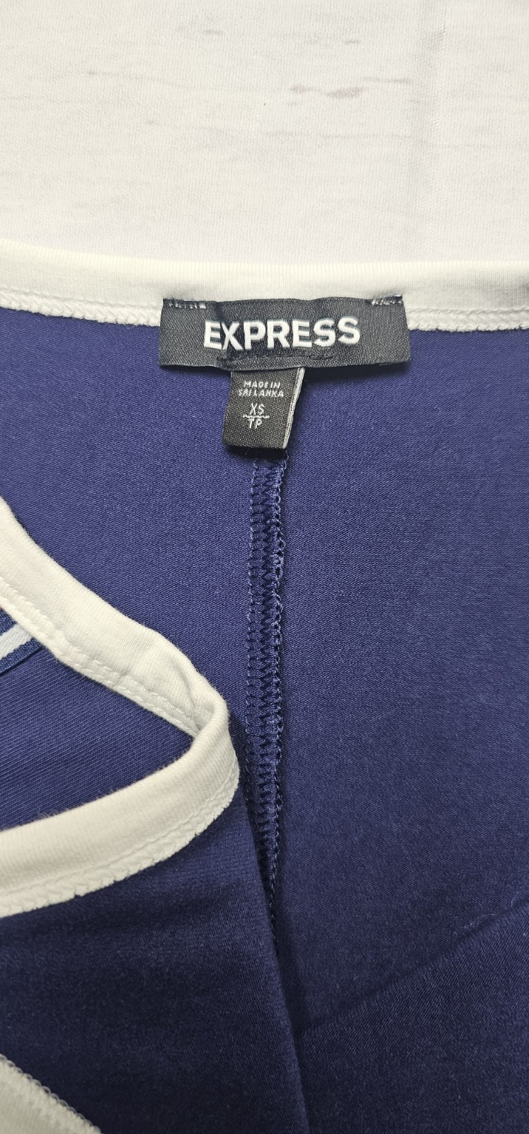 EXPRESS XS NAVY BLUE PINK WHITE SIDE RIBBON STRIPE VARSITY BODYCON TANK DRESS