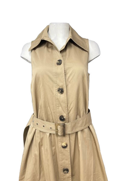 Kate Spade New York Sleeveless Belted Shirtdress In Dark Khaki