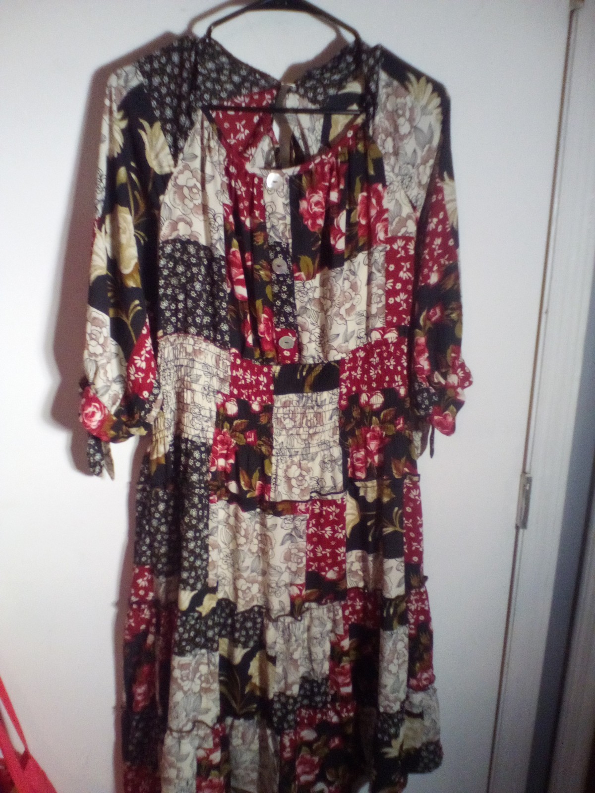 Hope Springs Womans Patchwork Midi Dress Red Black Size XXL NEW