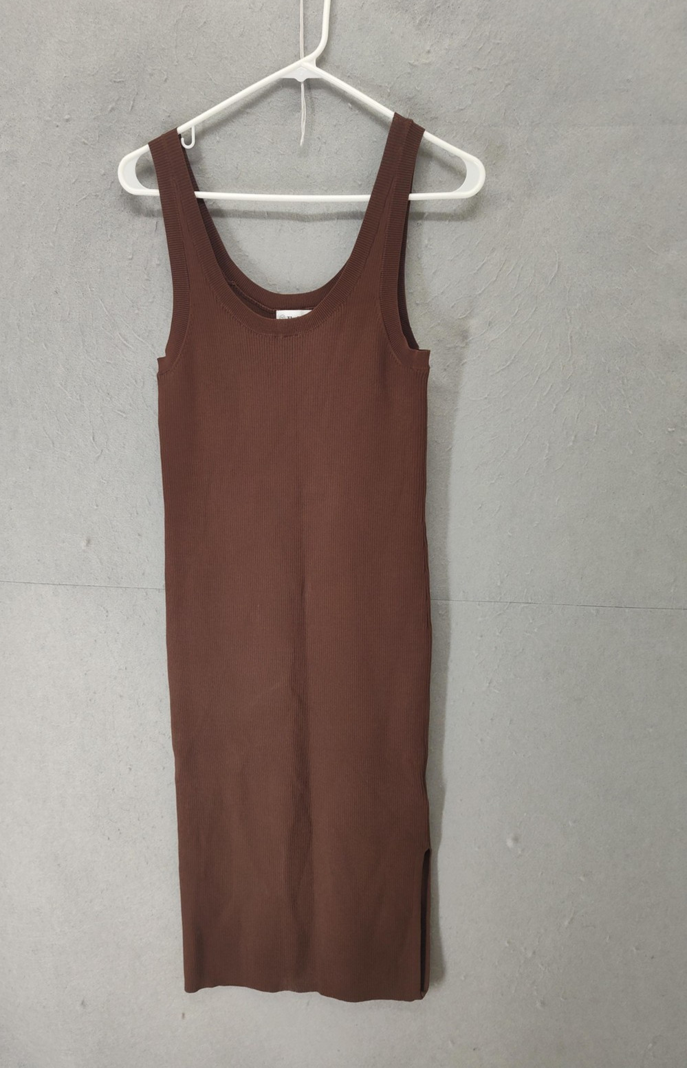 The Drop Dress Womens Medium Brown Sleeveless Tank Ribbed Knit Midi Casual