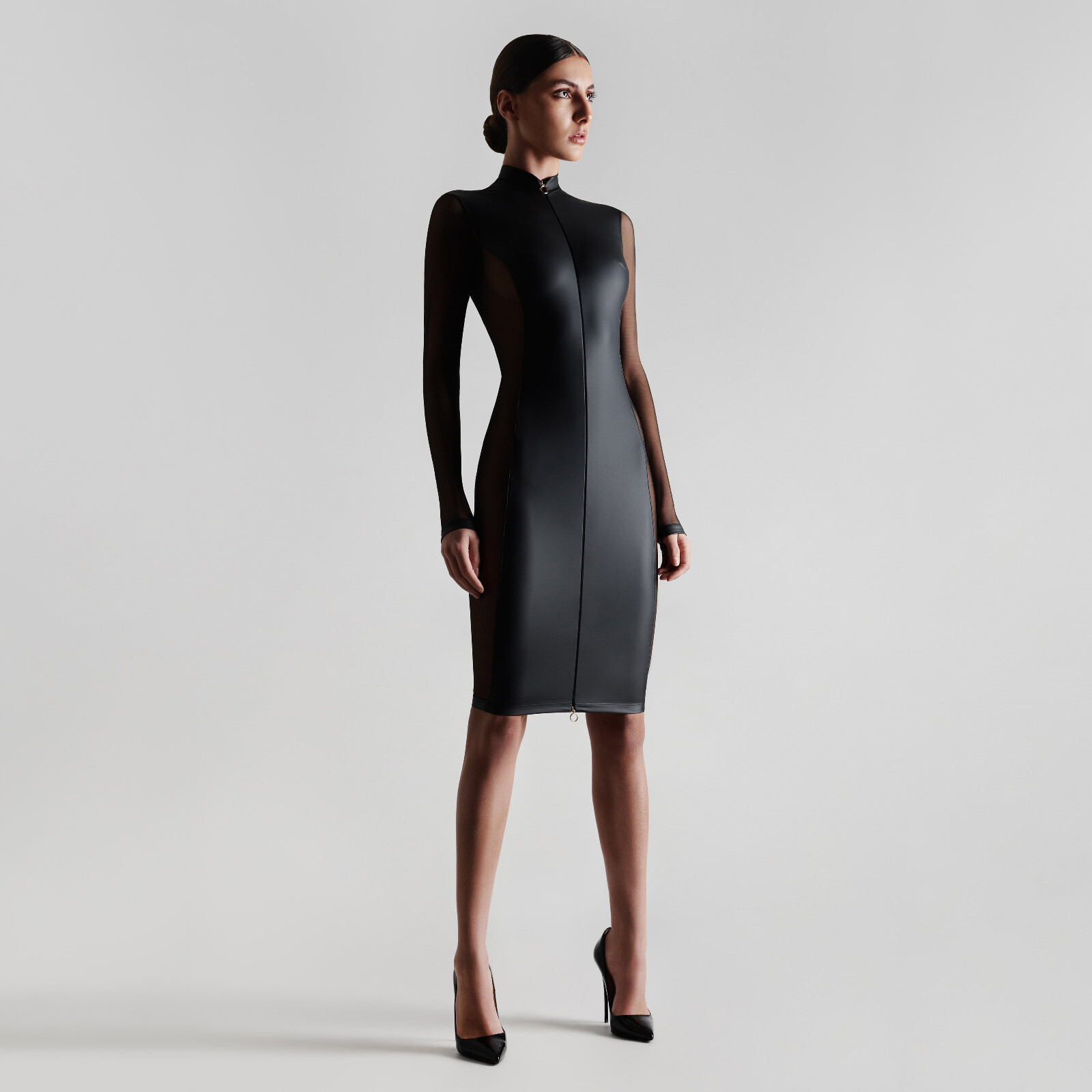Maison Close Front and Back Opened Long Sleeved Dress Chambre Noire