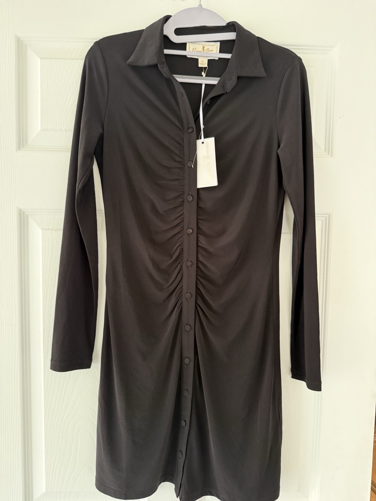 NWT Flora Bea BUTTON DOWN RUCHED MIDI DRESS WOMEN SIZE S