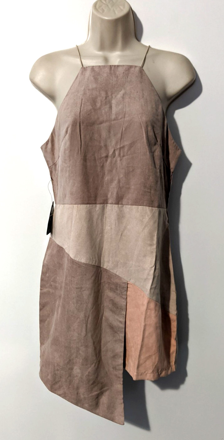 NEW Rare London Women’s Faux Suede Mini Dress Sz 6 Asymmetrical Hem Polyester