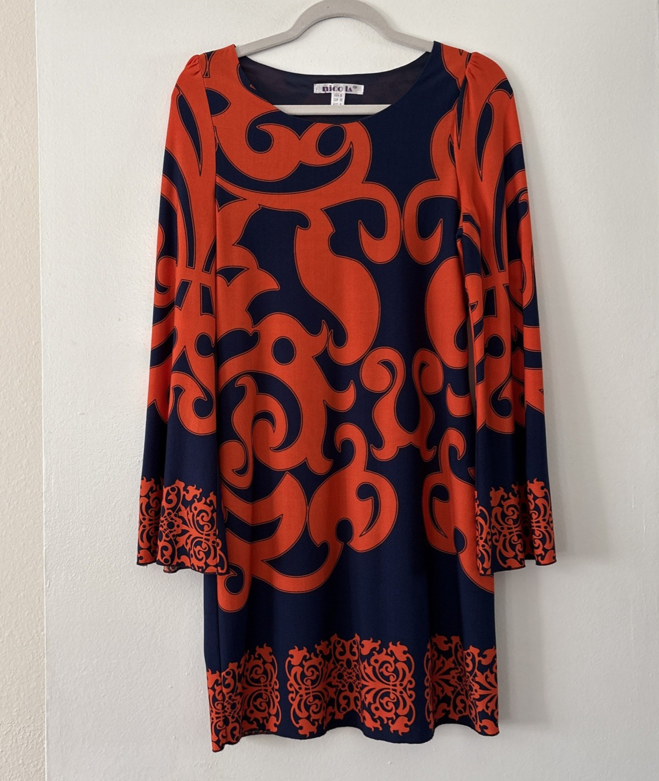 Womens S Swing Dress Florida Gators Blue Orange Mod Print Boho 70s Football