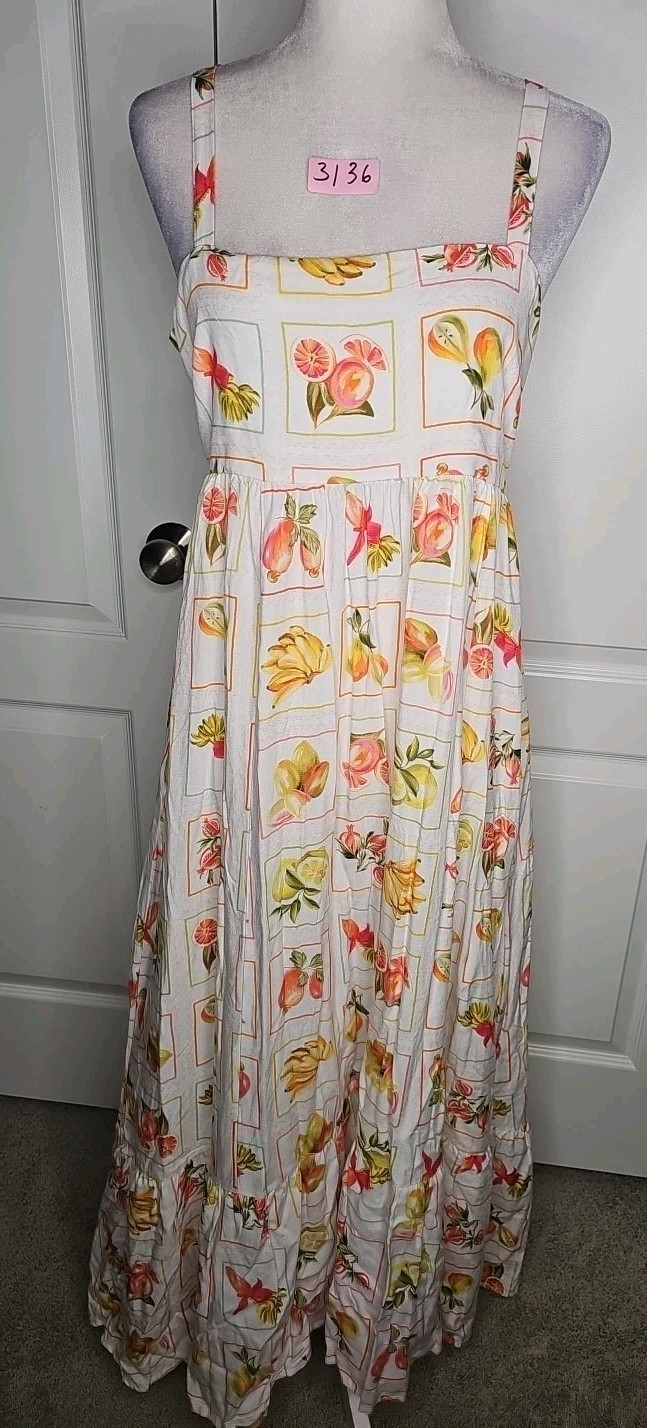 NWT Paper Heart Fruits Maxi Dress Size Medium M Preppy Holiday Coastalcore