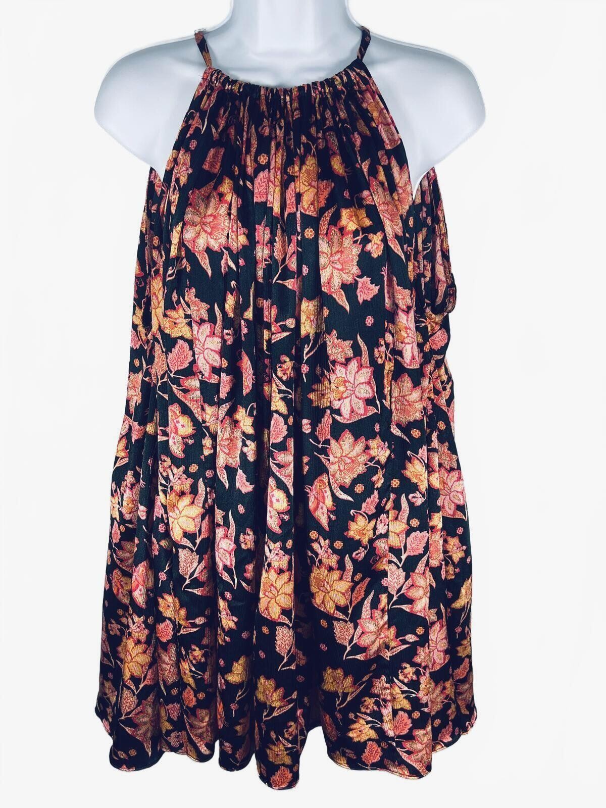 Free People Boho Floral Pleated Halter Mini Dress | Whimsigoth / Cottagecore S
